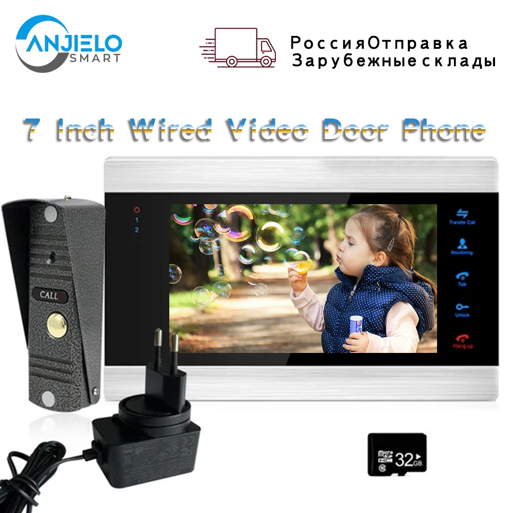 Anjielo Smart Video Intercom Door Phone Private House HD Touch Button 7 Inch Indoor Monitor Aluminum Alloy Panel Doorbell Camera