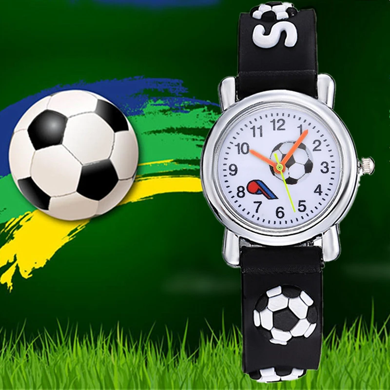 Football Silicone Kids Watches Cartoon Ball Wristwatch Boy Sports Quartz Wristwatch Children Clock Birthdays Gift Montre Enfant