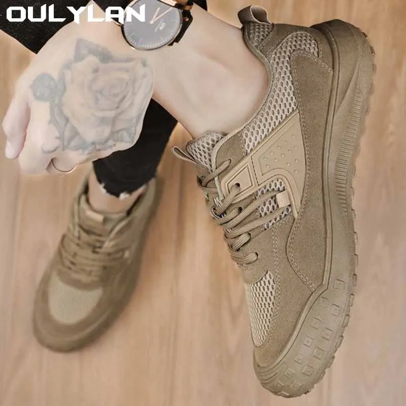 

New Breathable Mesh Surface Shoes Wear-Resistant Work Shoes rubber Soles Summer Men's Shoes Korean Style Versatile Anti-Slip