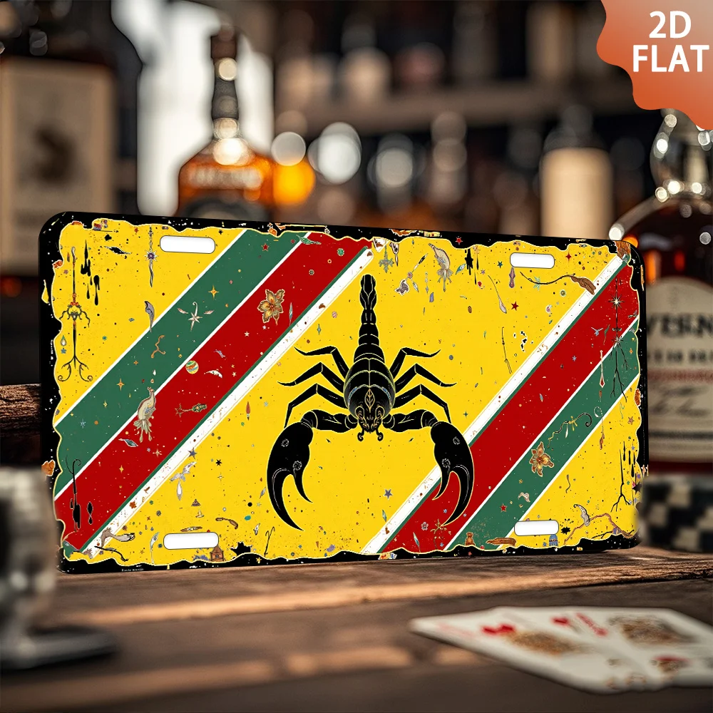 2D Flat - [Open ]2D Flat2D Plane - 1pc Retro Lizard Snail Logo, 15.24X30.48 Cm Wall Art, Rustic Worn Yellow with Red And Green S