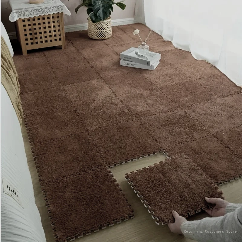 12Pcs Thickened Foam Interlocking Carpet 30*30*1CM Splicing Puzzle Mat Simple Solid Color Window Bedside Mat Rug Home Decoration