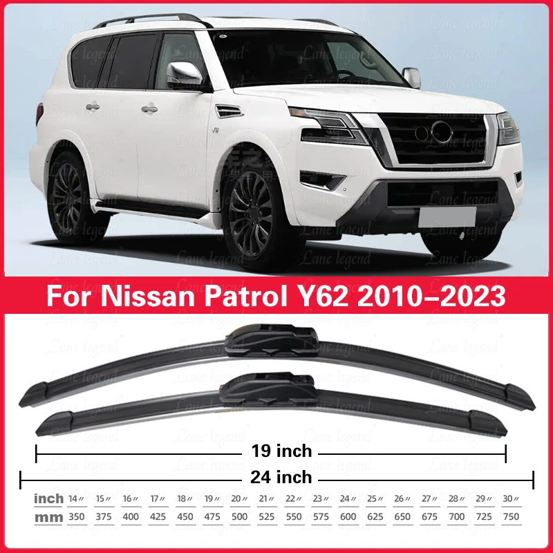 

For Nissan Patrol Y62 Front Rear Wiper Blades Brushes Cutter Accessories J U Hook 2010-2023 2015 2016 2017 2018 2019 2020 2021