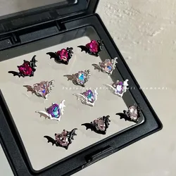 10pcs Evil Heart Nail Art Charm 3D Punk Metal Retro Demon Wings with Diamonds Nail Decoration DIY Luxury Manicure Accessories