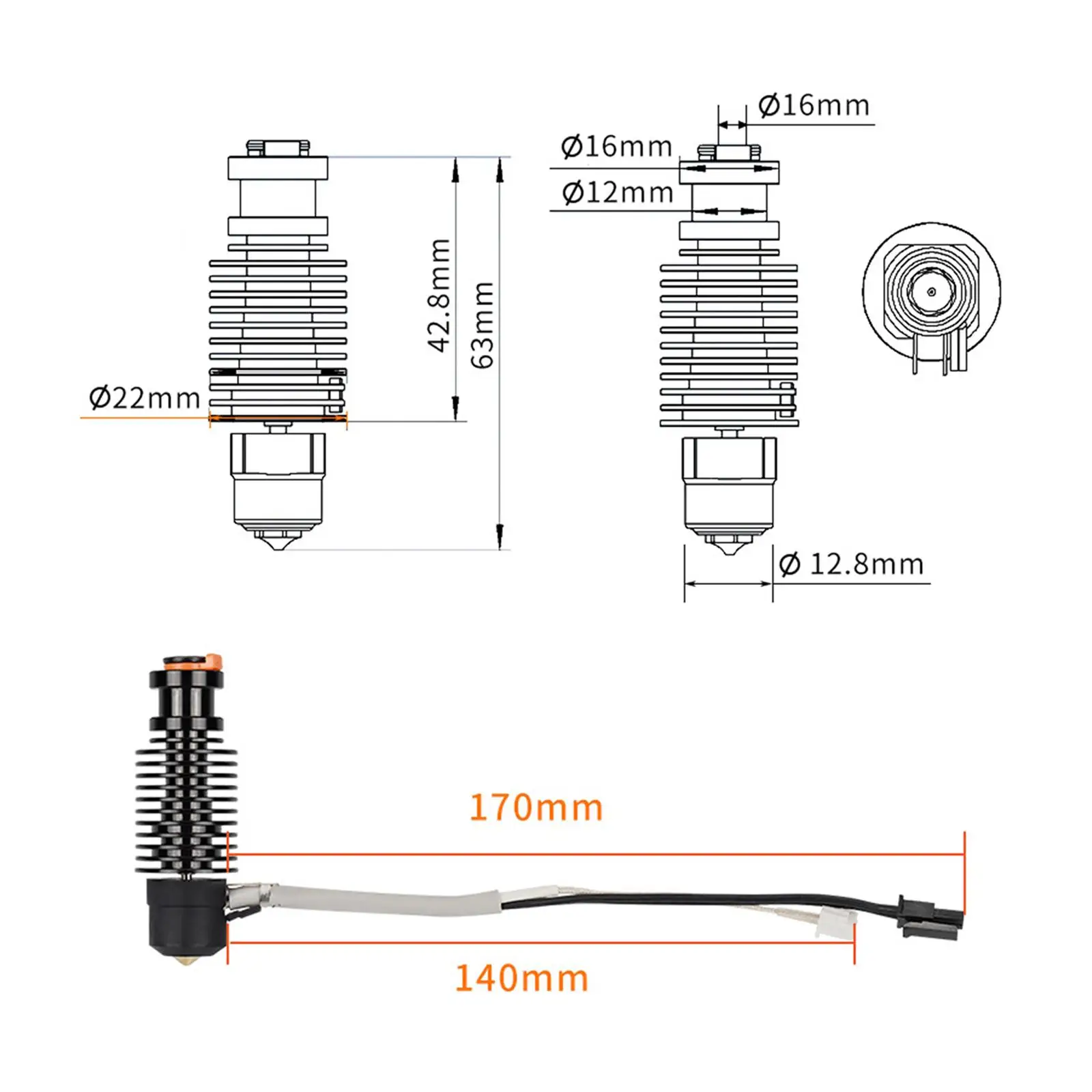 Quick Heat High Power Chc Kits Upgraded Chc V6 Hotend Replacement Part