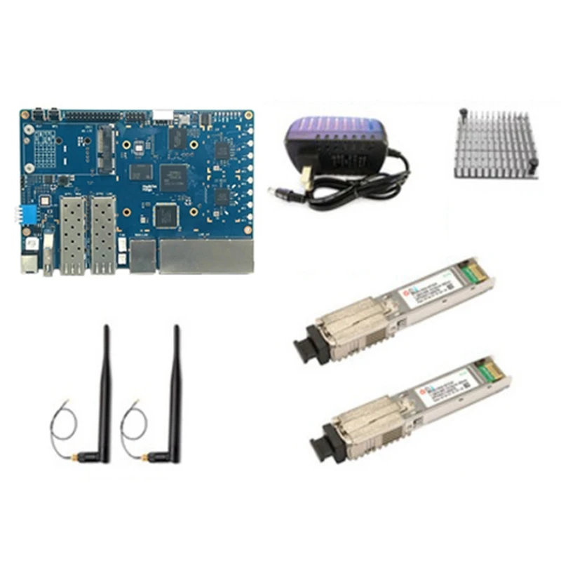 

For Banana PI BPI-R3 MT7986 2G+8G EMMC 2XSFP Development Board+2X2.5G Cat Stick+Heat Sink+2Xantennas+Power Cable