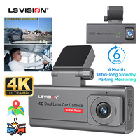 LS VISION 4K 4G Sim Car Surveillance Camera Dual Lens Dashcam Human Detection All Round 24/7 Parking Monitoring Remote Live View
