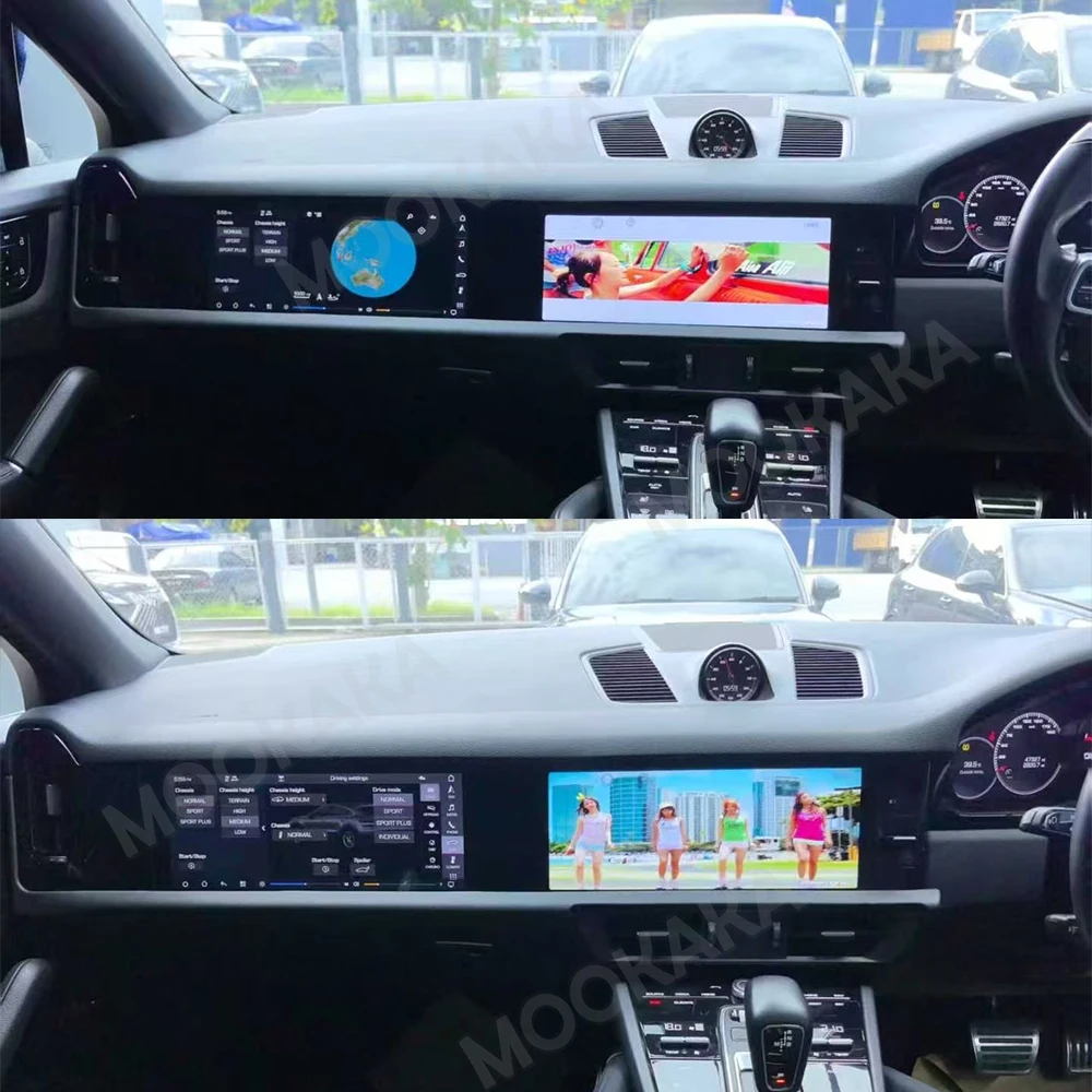 Dual QLED Screen 12.3 Inch Car Radio For Porsche Cayenne 2018-2023 Android 14 CarPlay GPS Navigation Multimedia Player Head Unit