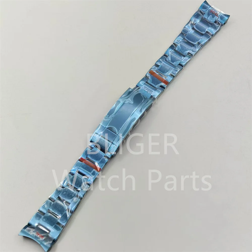 BLIGER 20mm blue bracelet 904L stainless steel band folding buckle fit 36/39/40mm case