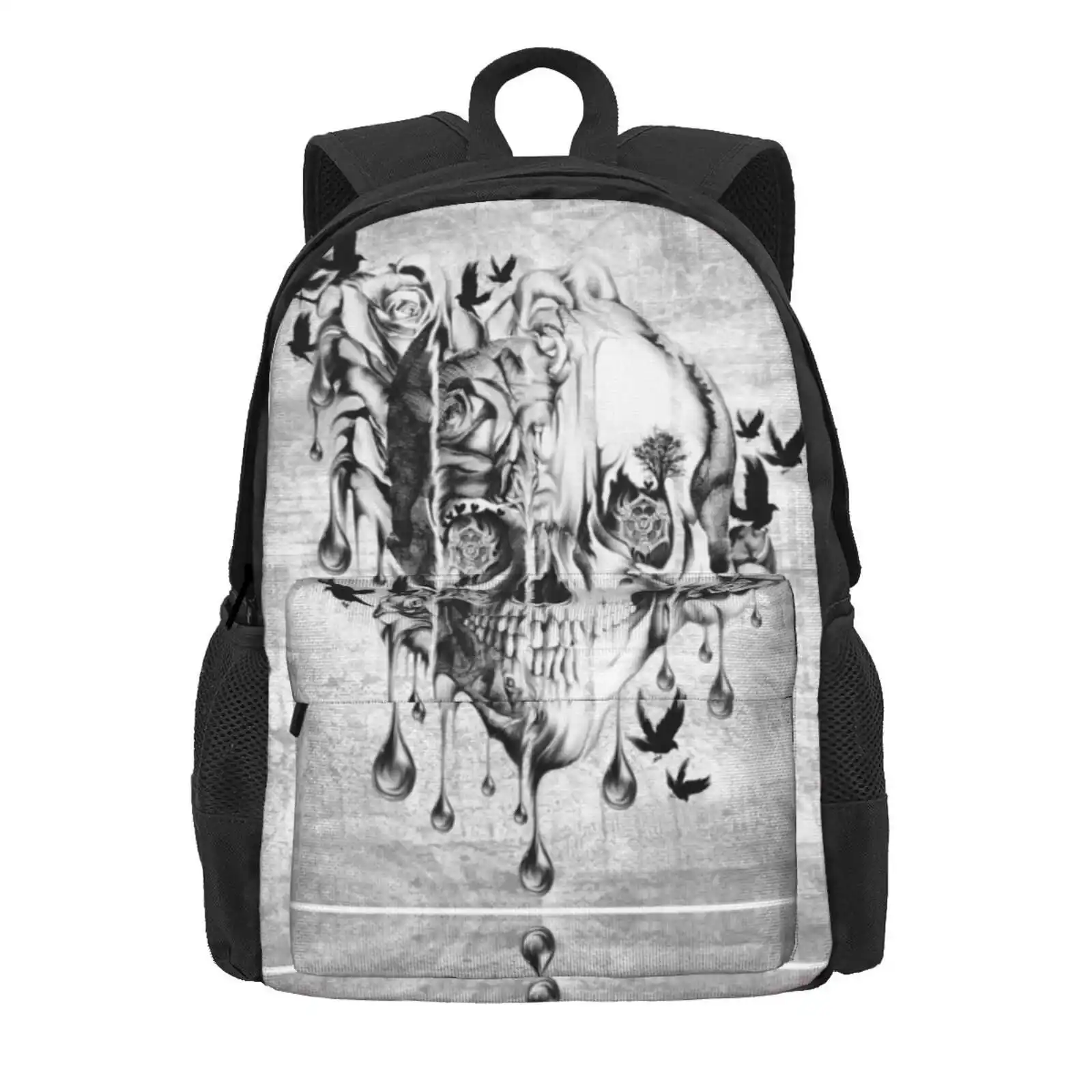 Melt Down Hot Sale Schoolbag Backpack Fashion Bags Melting Skull Rose Skull Gothic Skull Floral Skull Distressed Skull Flowery