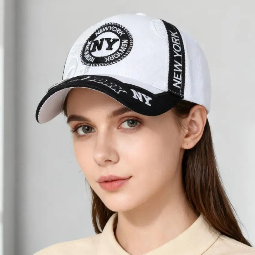 قبعة منقار البط للفصول الأربعة مع حروف نيويورك مطرزة ثلاثية الأبعاد، قبعة بيسبول، قبعة سباق رياضية، للجنسين #2