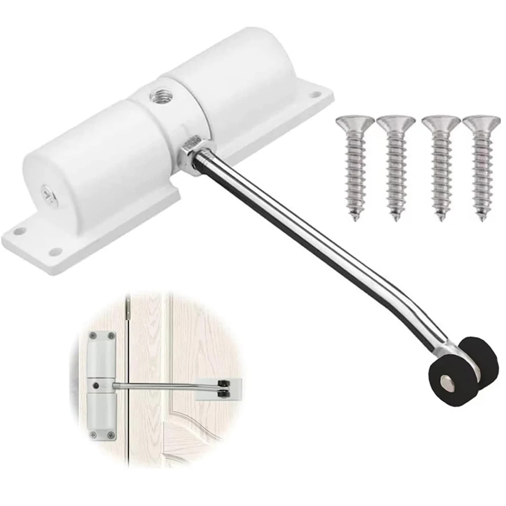 Spring Buffer Automatic Door Closer with Screw Wooden Door Rebound Closing Device Adjustable 40kg Door Closer Hinge Accessories