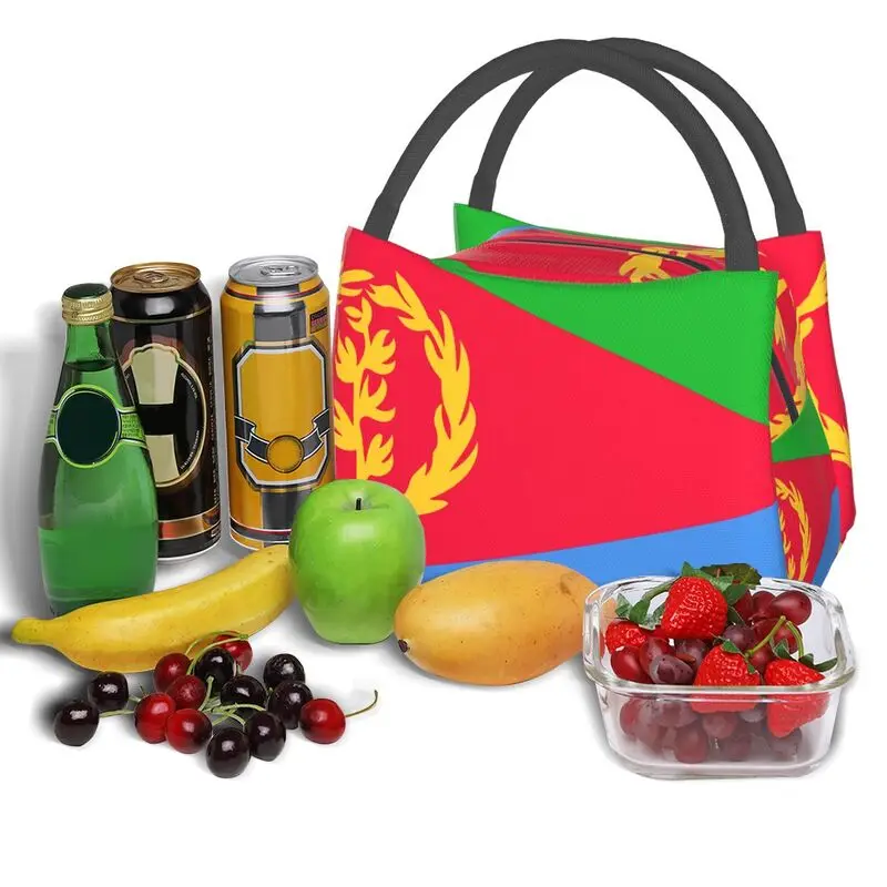 Custom Eritrea Flag Portable Lunch Boxes Women Multifunction Cooler Thermal Food Insulated Lunch Bag Travel Pinic Container