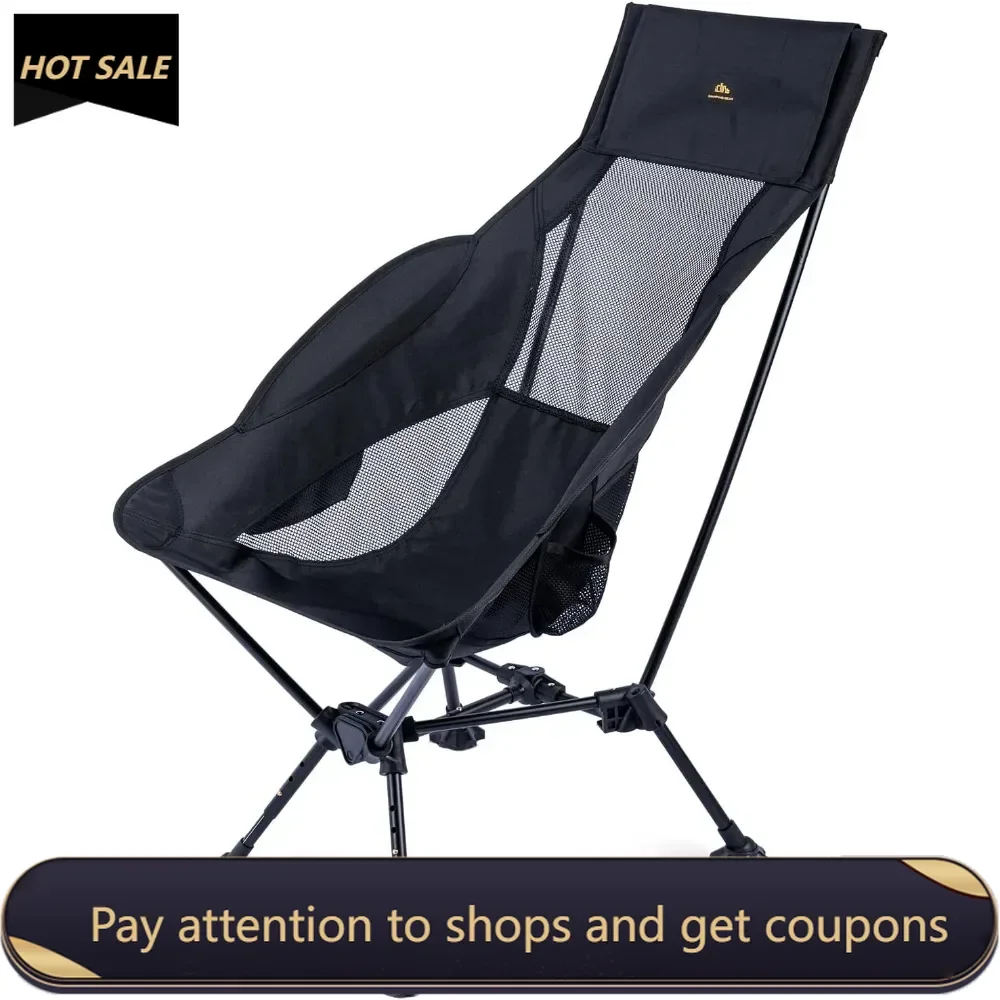 

Ultralight Compact Camping Folding Beach Chair with Anti-Sinking Large Feet (Black-Triangular Frame High Back -2PC) Freight free