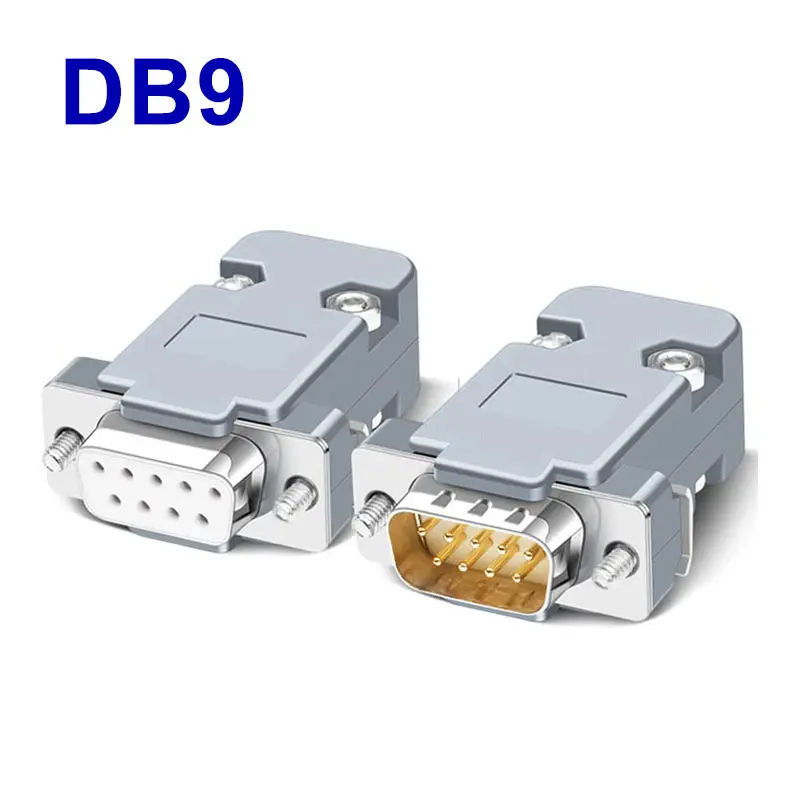 Соединитель DB9 RS232 в пластиковом корпусе для сварки RS422 RS485, женская и Мужская штепсельная вилка, черный/синий клей, позолоченный соединитель