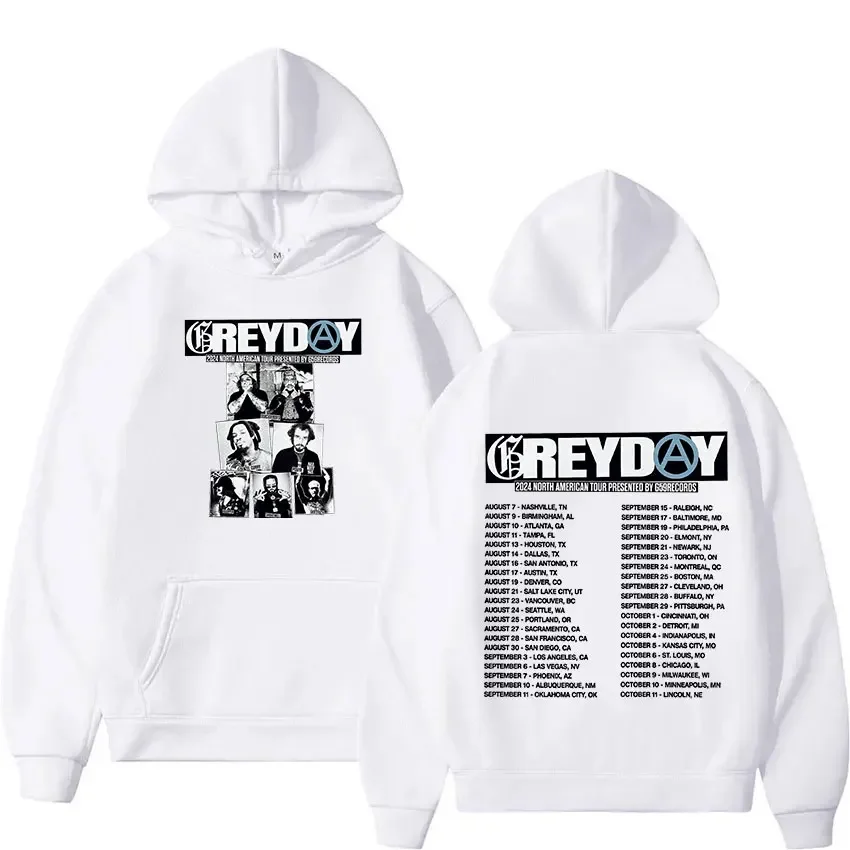 Suiciddeeboys Grey Day 2024 Tour Print Hoodie Men's Hip Hop Punk Vintage Sweatshirt Fashion Pullover Oversized Hoodies Streetwea