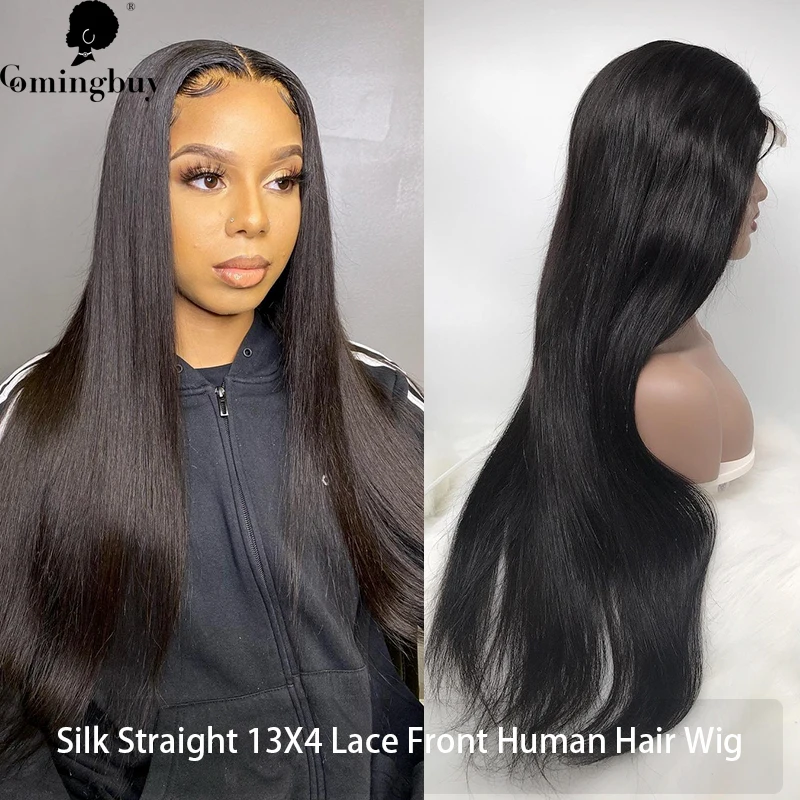 

Silk Straight 13x4 Lace Front Wig Brazilian Remy Hair Wigs Transparent Lace Frontal Human Hair Wig For Black Women Comingbuy