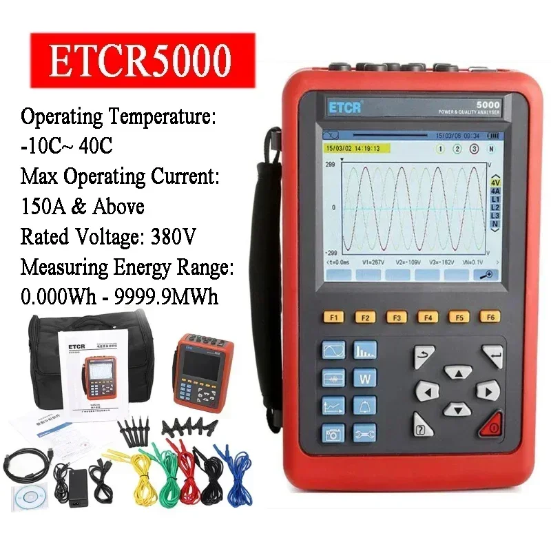 ETCR5000 Digital Power Quality and Energy Analyzer with 3 Phase Power Analyzer