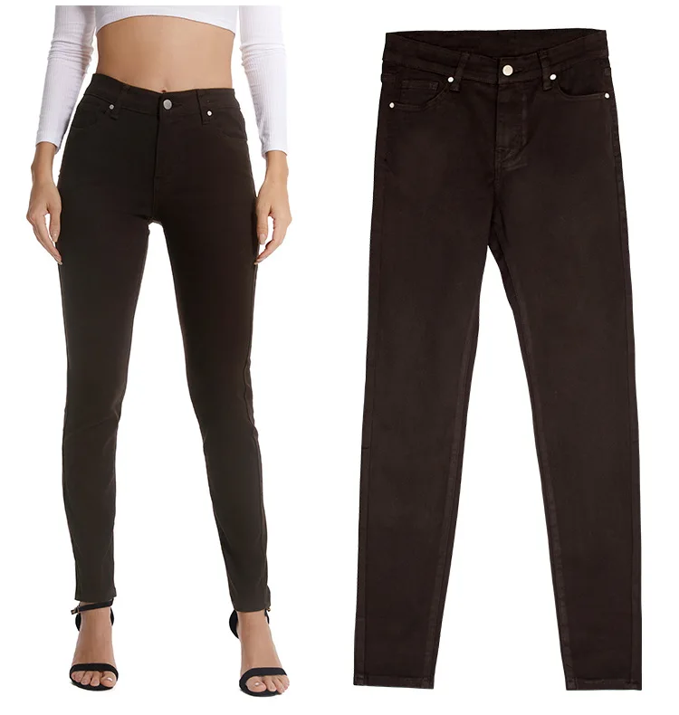 

Джинсы Брюки-карандаш Женские эластичные джинсы со средней талией и потертыми карманами Винтажная уличная одежда с потертостями Женские узкие джинсовые брюки