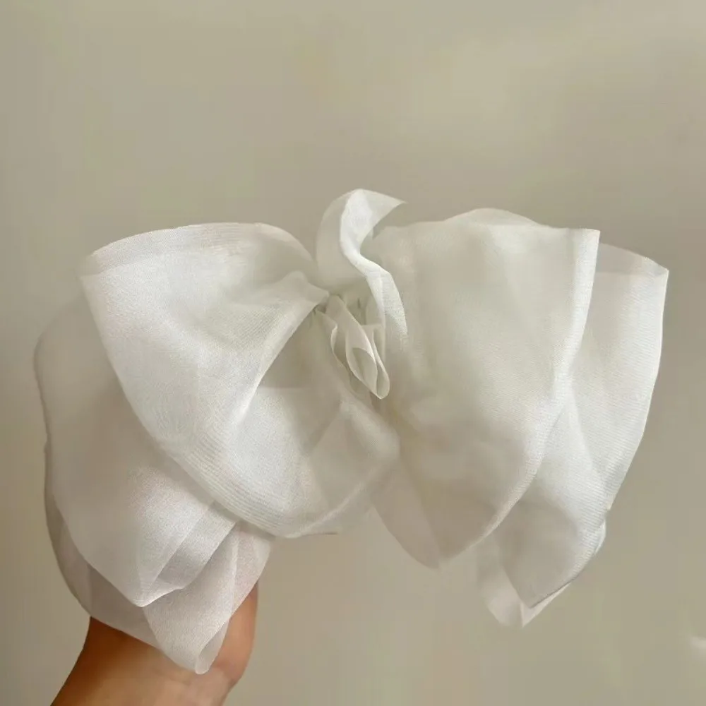 Bear Leader ชีฟองเด็กโบว์ใหญ่เจ้าหญิงกิ๊บตกแต่งหวานสีทึบสาวอุปกรณ์เสริมทุกวันเด็ก Headwear