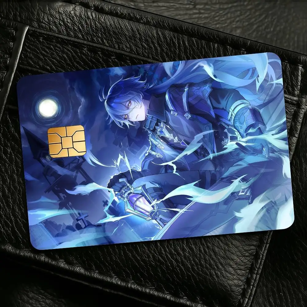 Flins Genshin Impact Credit Skin Cover Card Stickers 4PCS Film Bus Pass Front Decoration Bank Debit Waterproof