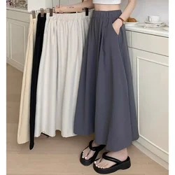 2026 Summer Women Fashion Colorful Long Skirts Girls Versatile Comfortable Elastic Dress Female Concise Leisure Vacation Skirts
