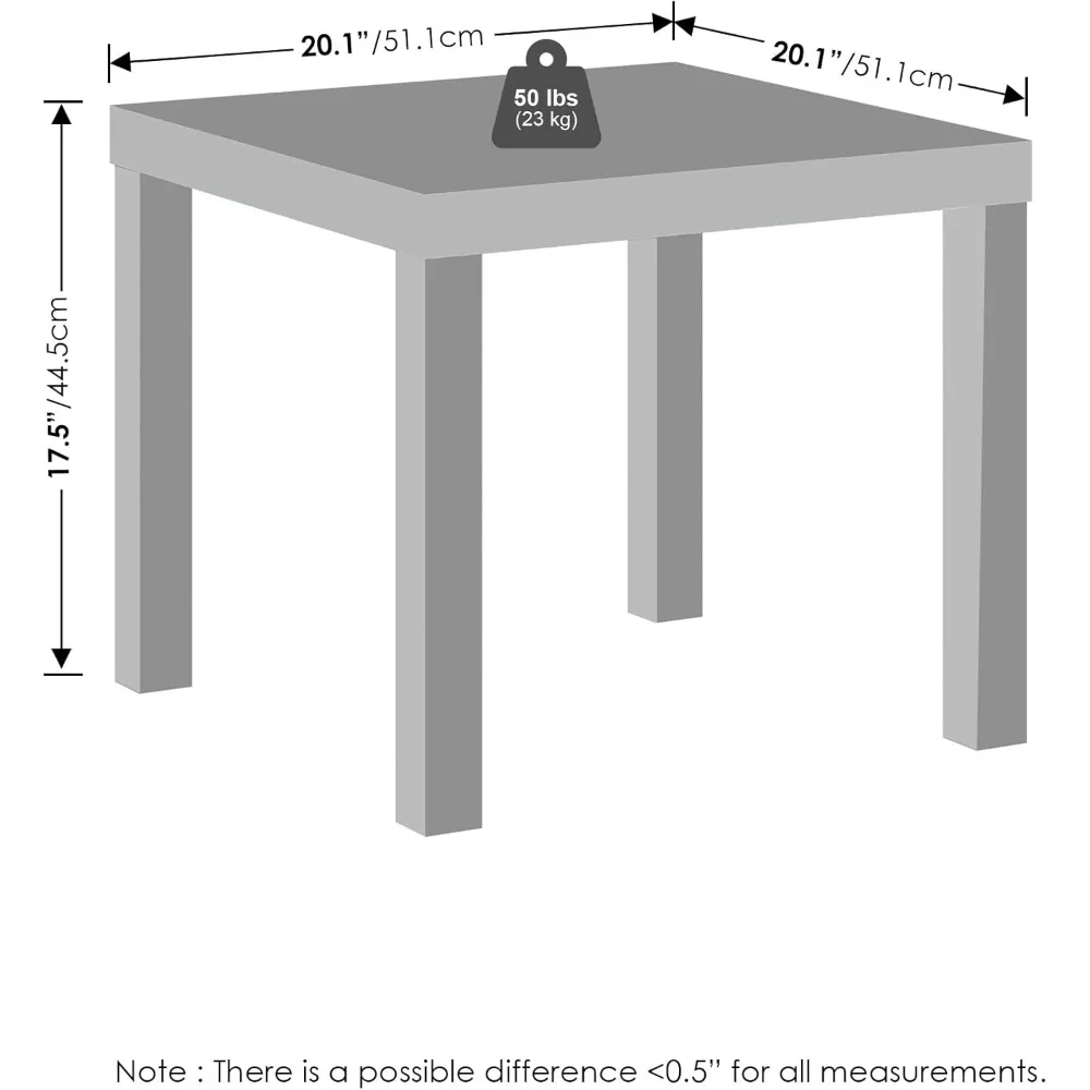 Set tavolino quadrato moderno, tavolino da tavolo spesso, 4 gambe, mobili da soggiorno