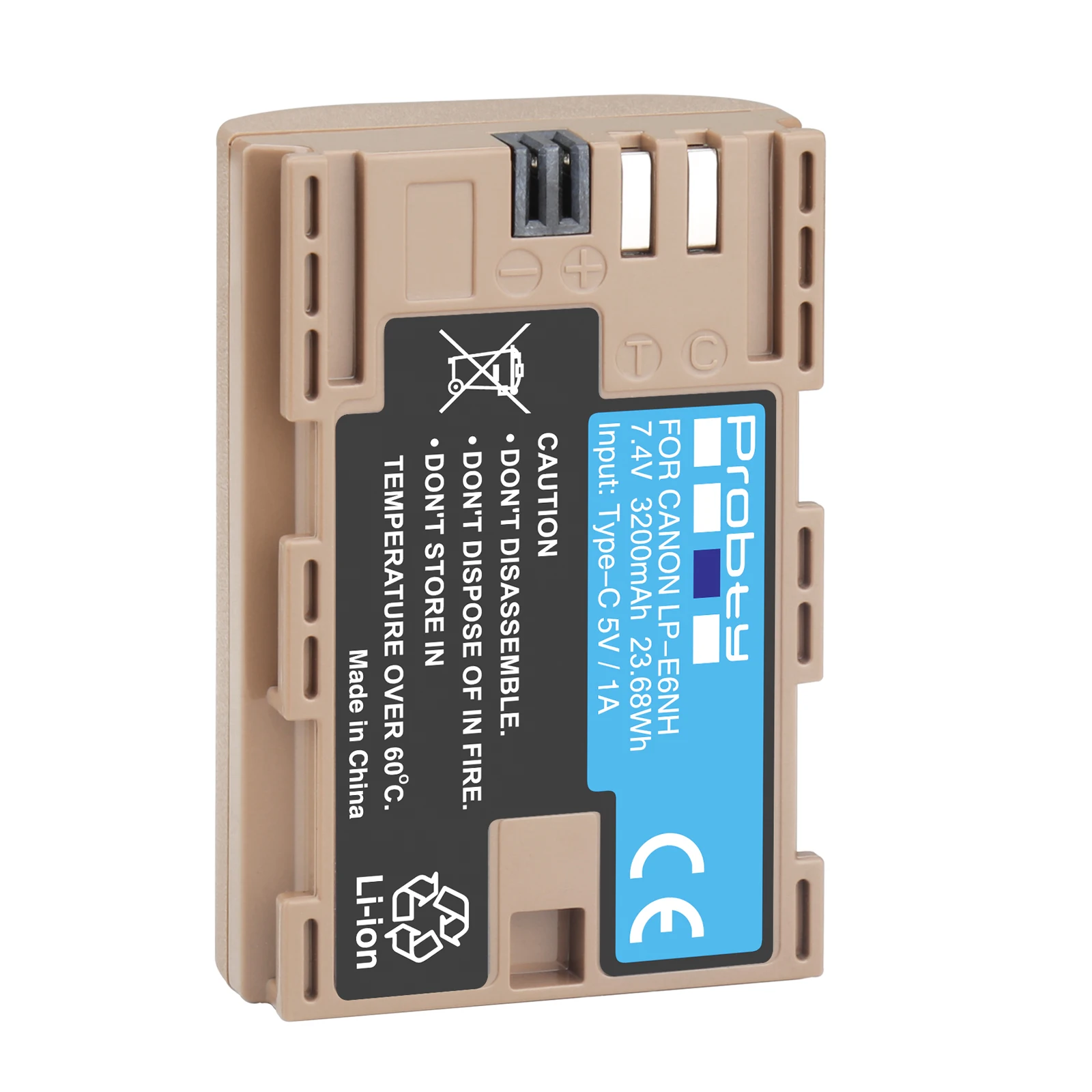 Batería de LP-E6NH de 3200mAh para cámara Canon EOS, reemplazo de batería de LP-E6N con entrada tipo C para cámara Canon EOS R R5 R6 60D 70D 80D 90D