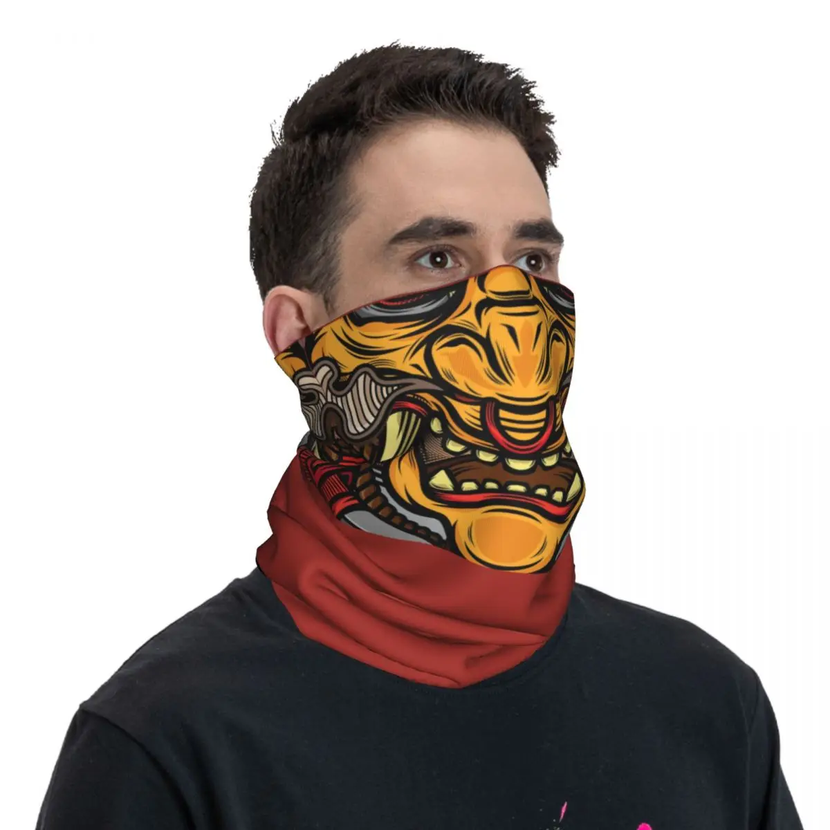 مخصص السيف الساموراي الجمجمة باندانا الرقبة الجراب يندبروف الوجه وشاح غطاء الرجال النساء اليابانية أوني هانا الوحش عقال أنبوب