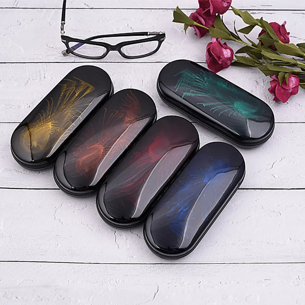 Vintage Glasses Case Portable Eyeglass Box Fashion Women Men Hard Shell Paint Dazzling Colors Glasses Case Accessories