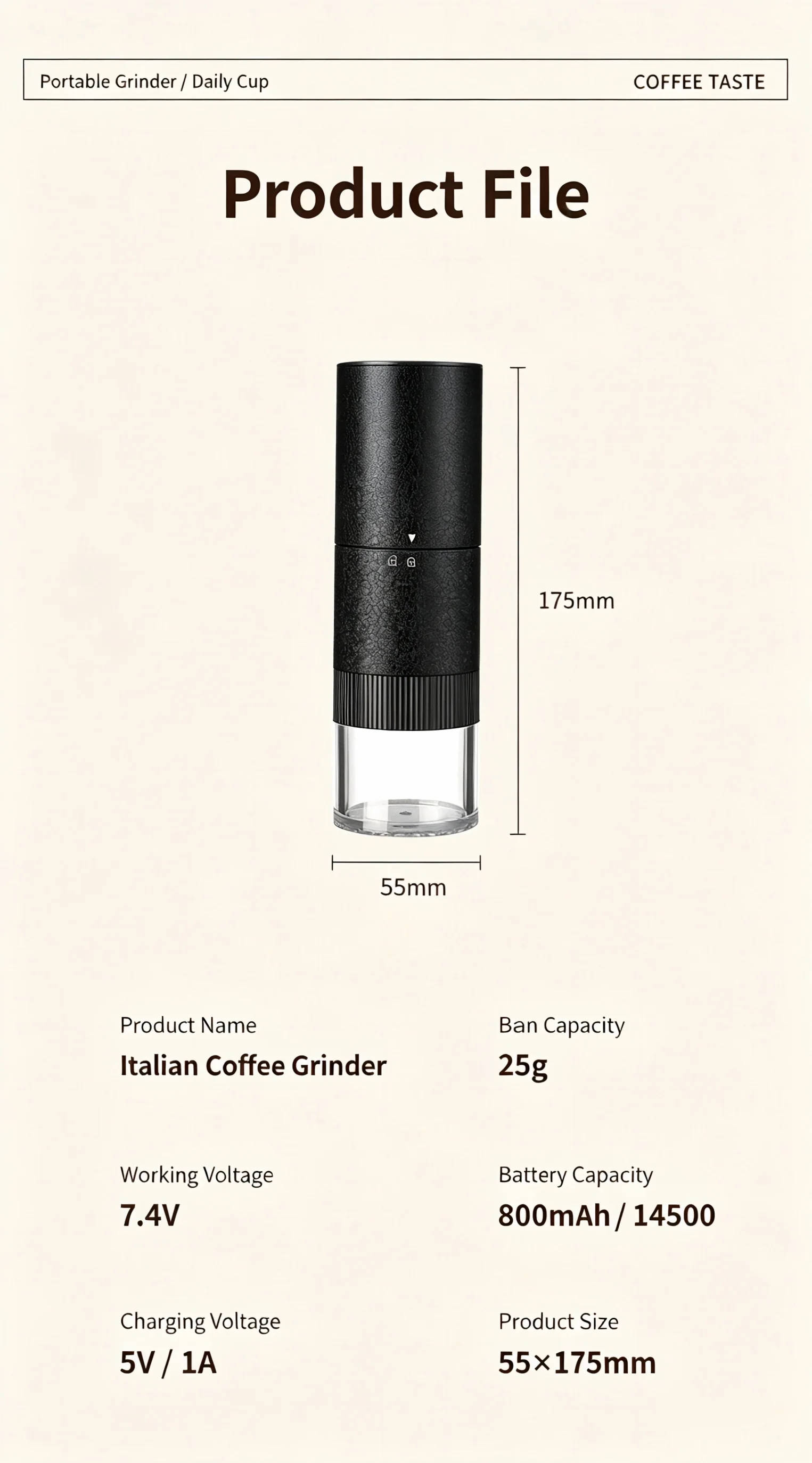 NEXBOR STREAM 2026 New Upgraded Portable Electric Coffee Grinder with 420 Stainless Steel Burrs - 40 Adjustable Grind Settings