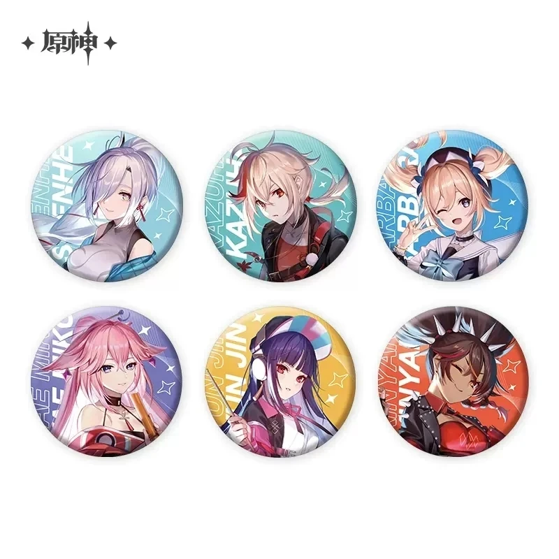 

[Genuine] Genshin Impact Commemorative Badge SHENHE YUN JIN XIN YAN Yae Miko Kaedehara Kazuha BARBARA Tinplate Game Anime Gift