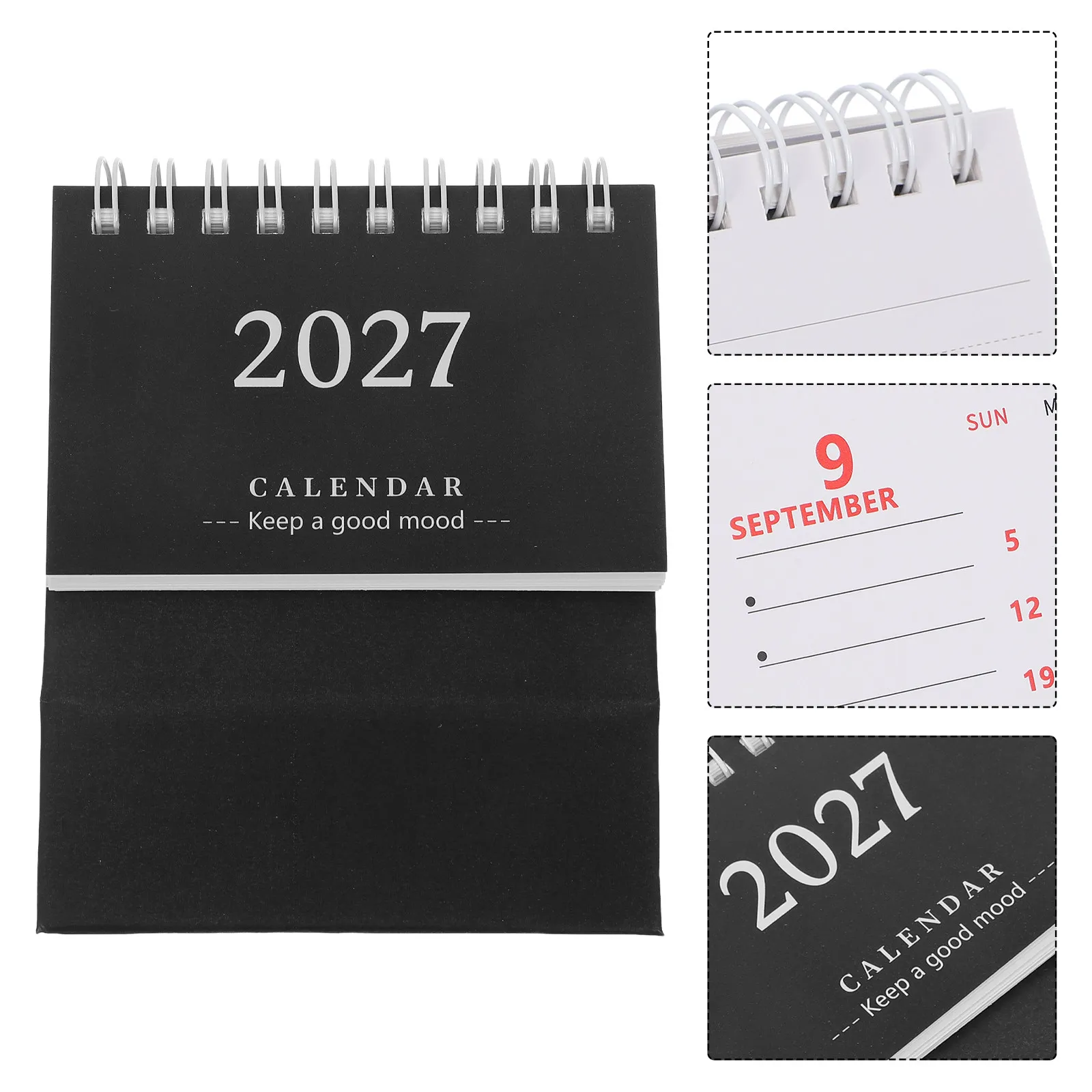 Mini Desktop Calendar 2027 Dark Blue Small Standing Flip Calendar Daily Planner for Office Desk Home School Modern Minimalist