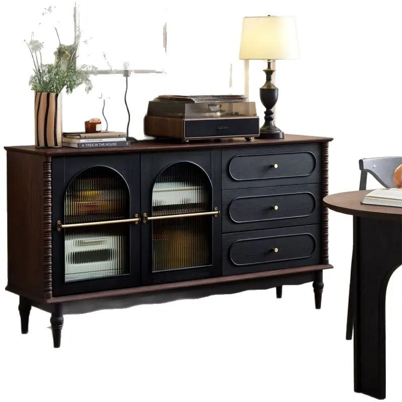 Nordic medieval lado de jantar retro simples armazenamento francês madeira maciça integrado armário parede sala estar armário chá