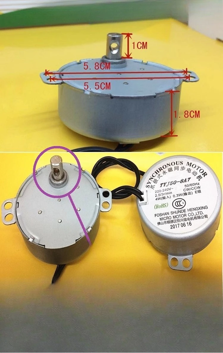 1 قطعة لمروحة الهواء التي تحتوي على العلامة التجارية الجديدة التيار المتناوب 220 فولت ~ 240 فولت 2.5/3 دورة في الدقيقة TYJ50-8A7 محرك متزامن