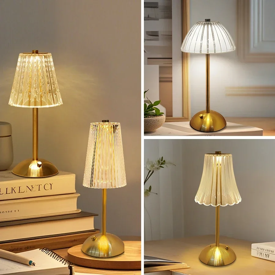 Table Lamp LED Touch Sensor  Dimmable Desktop Night Light Rechargeable Wireless Reading Lamp for Hotel Bar Bedroom Decor Light