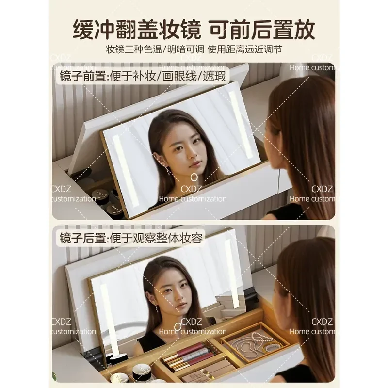 Bedroom ultra-thin dresser chest integrated 30cm extremely narrow flip retractable storage cream wind corner bedside cabinet