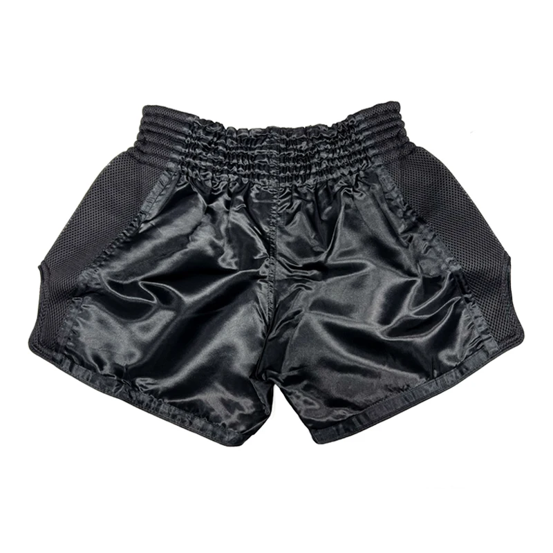 Picture 5: FLUORY Muay Thai Shorts Black Solid Free Combat Mixed Martial Arts Boxing Training Match Pants