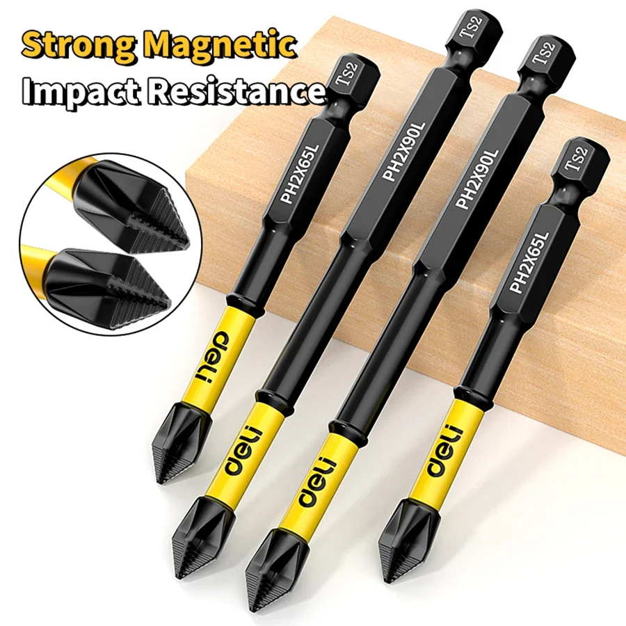 Deli PH2 Screwdriver Magnetic Batch Head Impact Strong Cross High Hardness 65/110/150mm Anti Non-slip WaterProof Tools