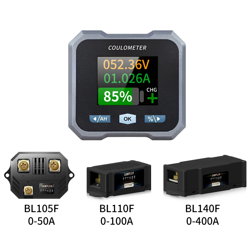 BL-F Waterproof Coulomb Meter Battery Power Indicator Voltage and Current Meter 10~100V Power Monitor RV Special Tricycles