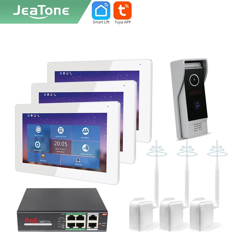 Jeatone Tuya 7 Inch Video Door Phone Intercom Doorbell Smart Home Outdoor Door Eye Camera With Wireless WIFI Box Kits Monitor