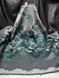 Green African Jacquard Brocade Fabric Floral French Net Nigerian Tulle Mesh Organza Lace Material Brocard Tissu 5 Yard CJ12