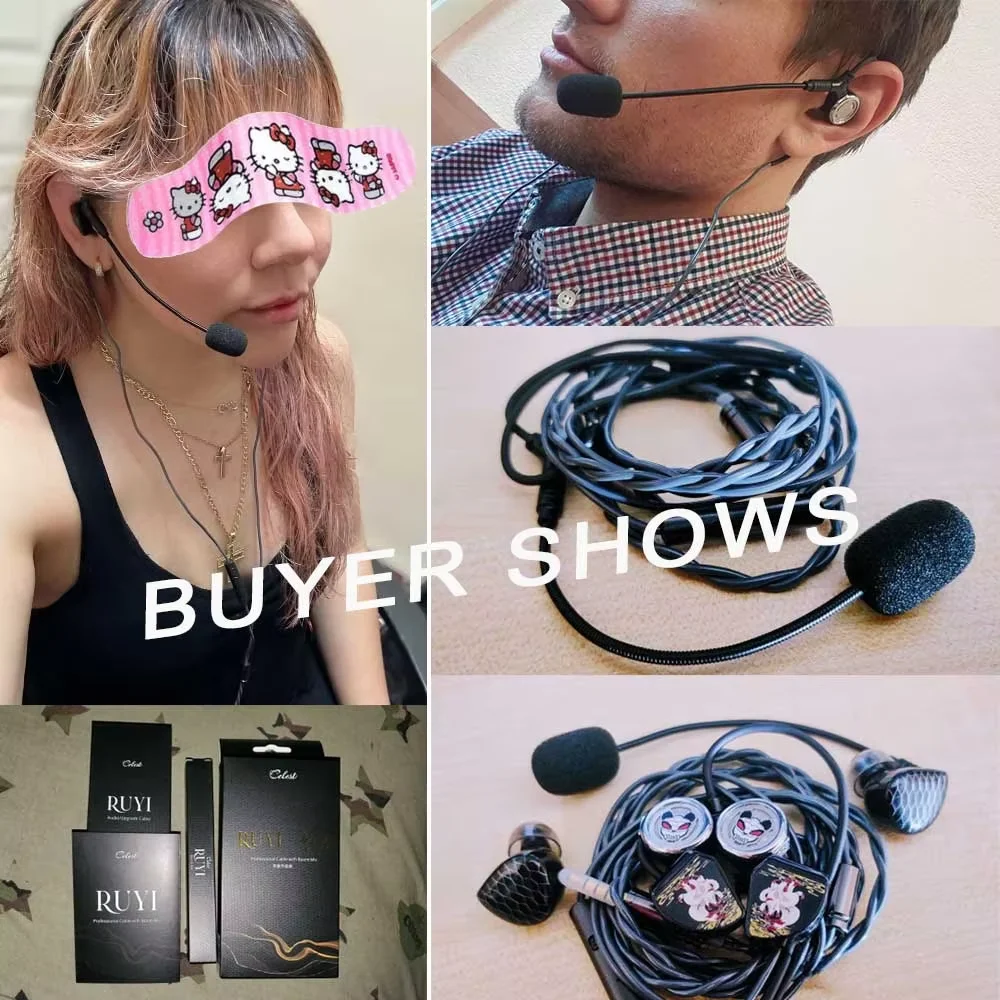 Kinera Celest RUYI oortelefoonkabel met afneembare boommicrofoon IEMs audio pickup gaming esports livestreaming microfoonheadset