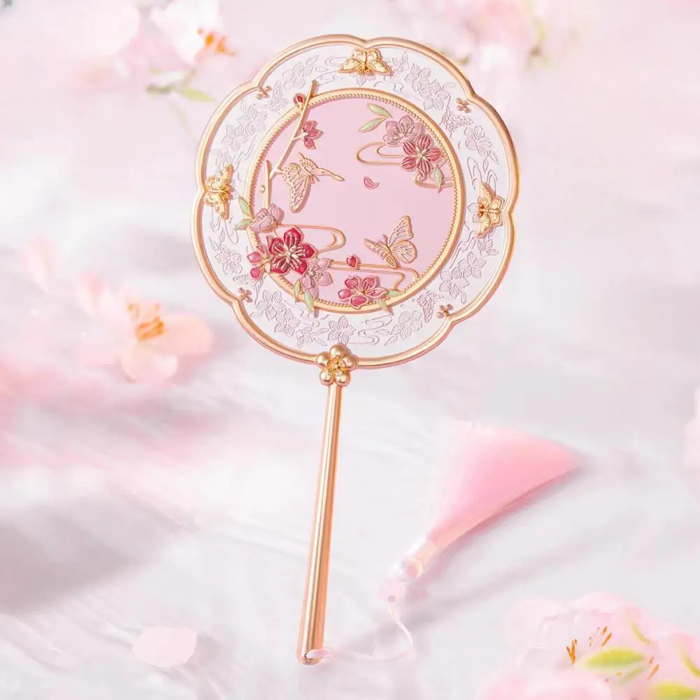 Retro Peach Blossom Mini Mirror Make Up Style Chinese Portable Mirror