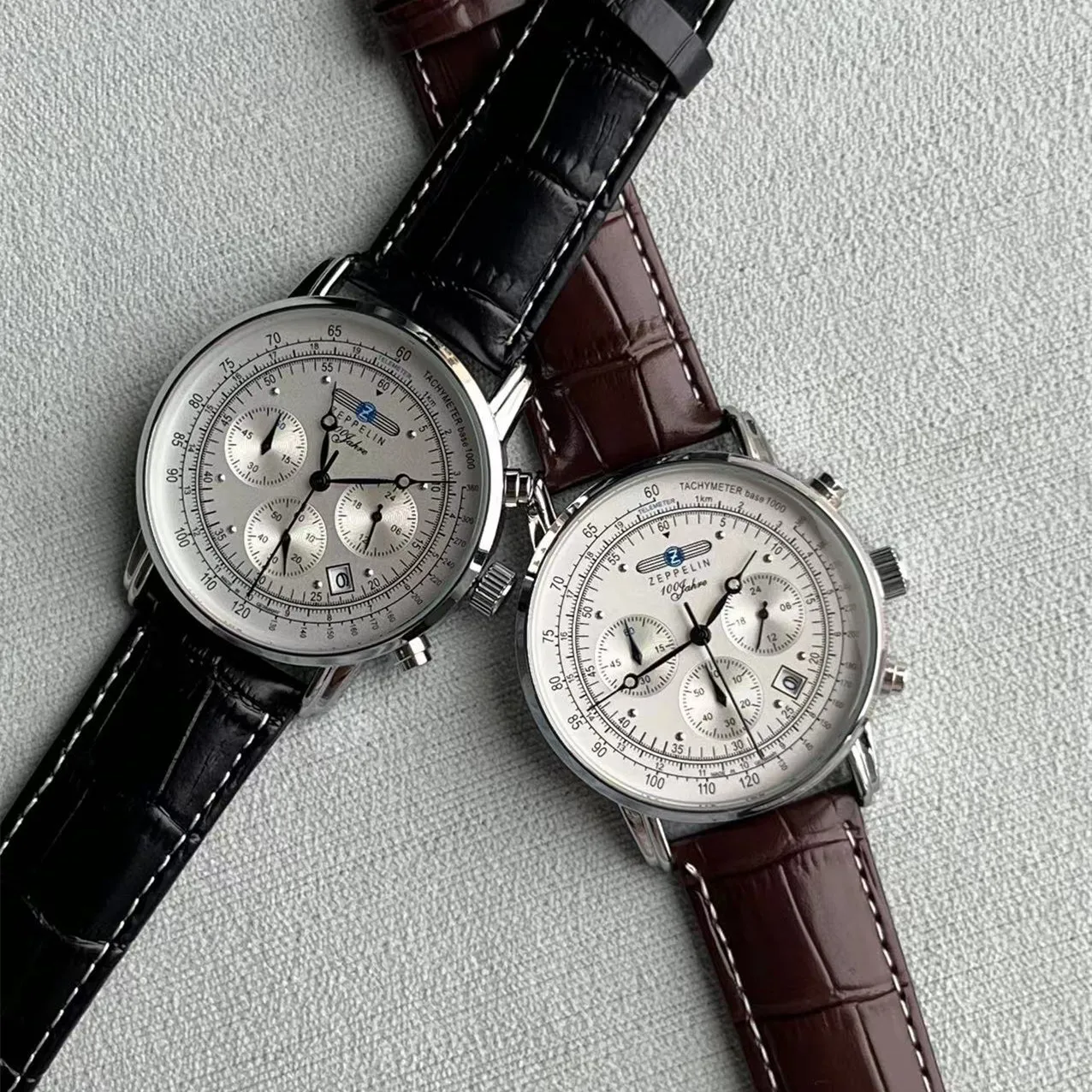 zeppelin-retro-men's-watch-mesh-strap-three-eye-precise-timing-couple's-watch-simple-casual-clock-gift-dating-business-watch