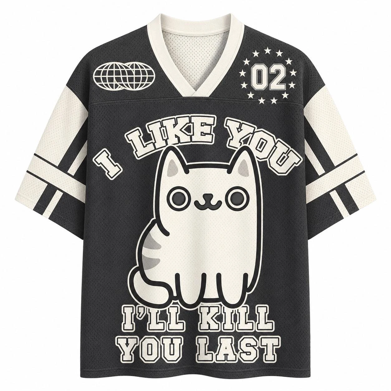 Summer Fashion New Style Fun Cute Cat Finally Hurts You 3D Printed Quick Drying T-shirt Casual Loose V-neck T-shirt Large Size