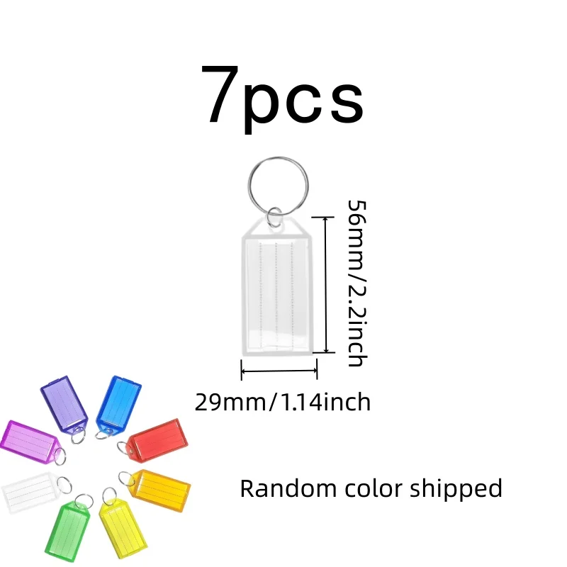 Writable Key Labels 7 pcs, Writable Surface, Random Color Assortment, for Luggage Identification, Multipurpose