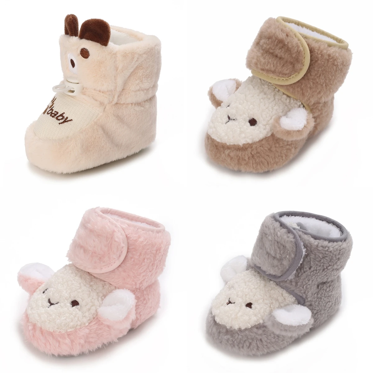 

Нескользящие зимние теплые сапоги с героями мультфильмов для малышей 0-18 месяцев, обувь для первых ходунков для новорожденных девочек и мальчиков, зимние пинетки на меху на мягкой подошве