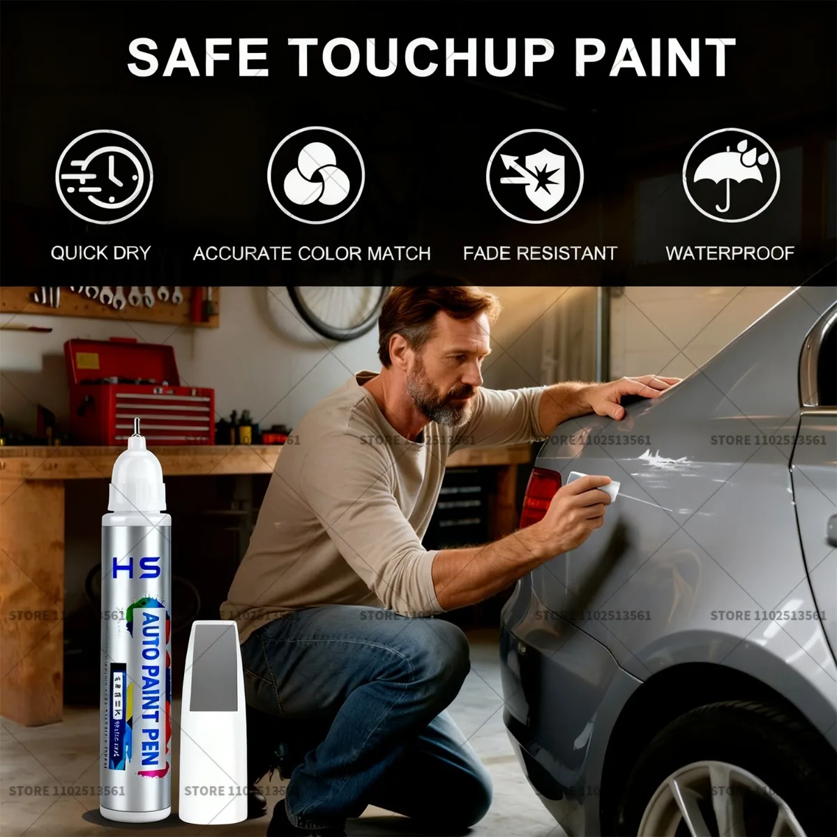 قلم إصلاح طلاء السيارات مزيل الخدوش DIY ملحقات السيارات لـ BYD Song Pro DM White WAZ أسود 147 أحمر BYC رمادي 082 أزرق #2