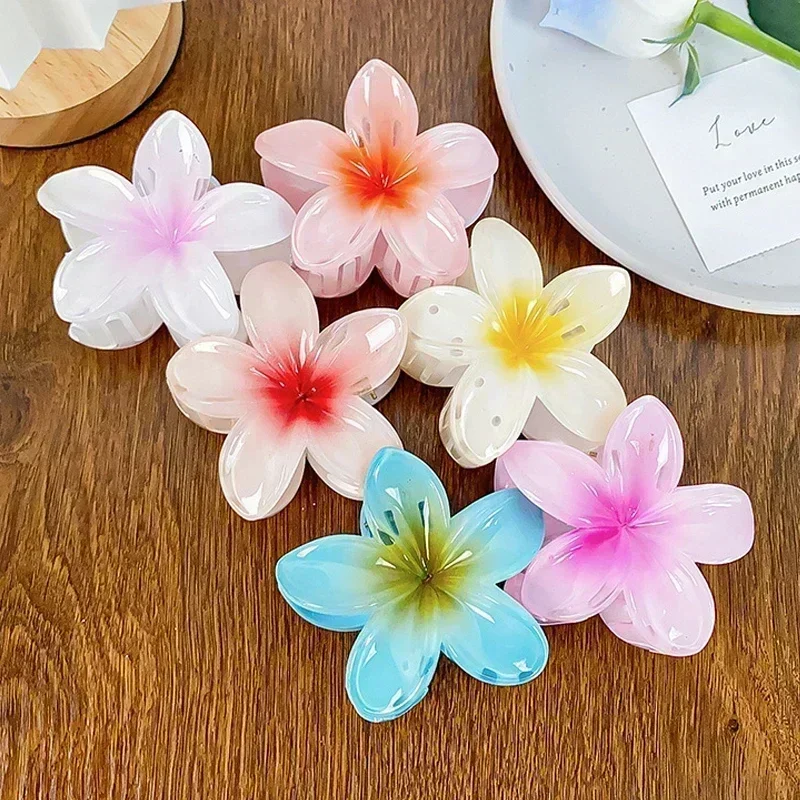 Hawaiian Flower Acrylic Hair Clip Claws Crab Clamp for Girl Summer Beach Party Favors Wedding Birthday Gifts Hair Accessories