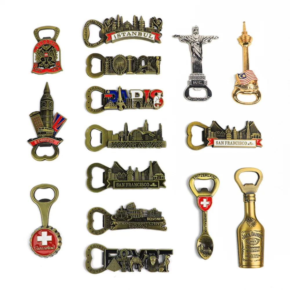 3D Metal Landmark Building Bottle Opener Magnetic Fridge Sticker Architectural Beer Opener Travel Souvenir Bar Kitchen Tool